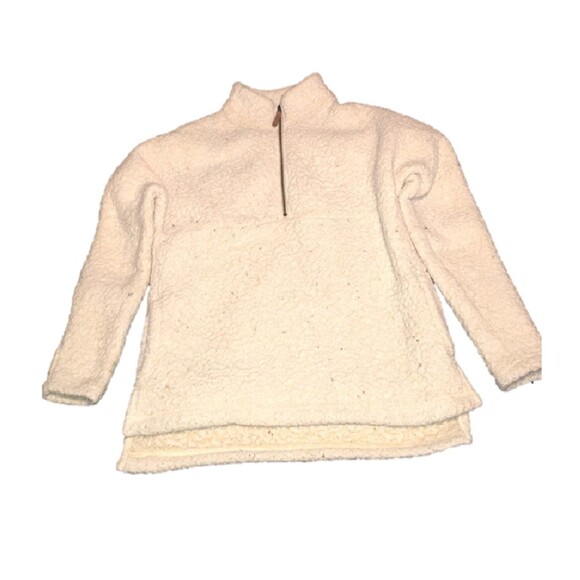 Time and Tru sweater Womens Small cream quarter zip pullover teddy bear pockets - Picture 1 of 8